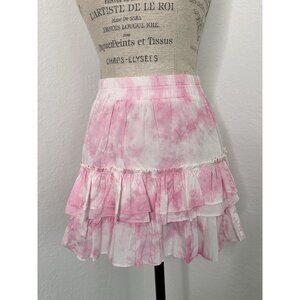 Generation Love Pink & White Athena Mini Skirt Size Small Ruffled Tie-Dye Lining